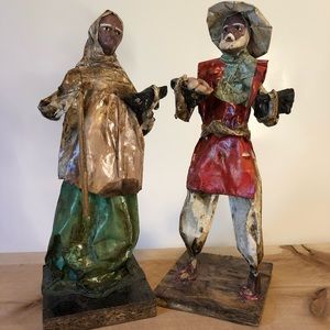 Vintage Mexican Folk Art Paper Mache Dolls